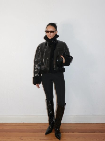 画像5: ［STAND STUDIO］Aby Grossy Faux Shearling Jacket グロッシーシアリングジャケット - Black (5)