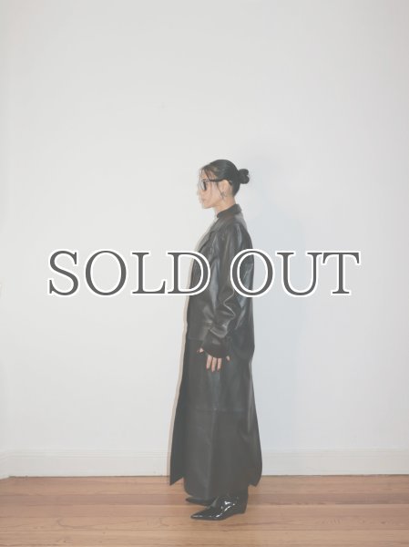 画像11: ［STAND STUDIO］Selene Leather Coat ラムレザーロングコート - Black (11)