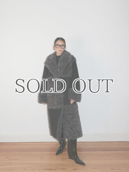 画像8: 【50%OFF】［STAND STUDIO］Becky Coat  フェイシアリングコート - Black/Grey (8)