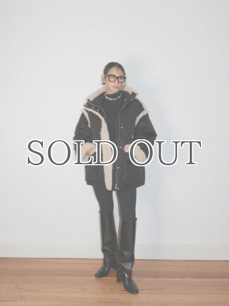 画像12: STAND STUDIO - Dorothy Coat  ボアトリムダウンコート- Black/Natural (12)