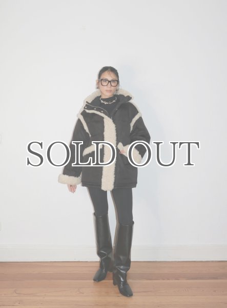 画像13: STAND STUDIO - Dorothy Coat  ボアトリムダウンコート- Black/Natural (13)