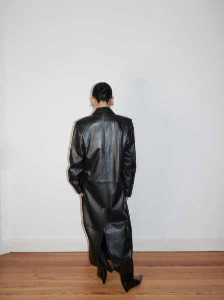 画像13: ［STAND STUDIO］Selene Leather Coat ラムレザーロングコート - Black (13)