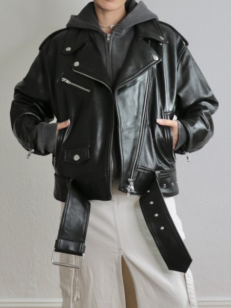 画像6: 【Pre-Order】［STAND STUDIO］ Isobelle Biker Leather Jacket バイカーレザージャケット - Black (6)
