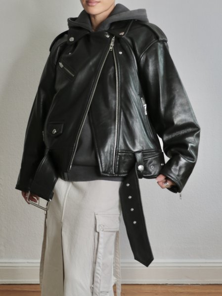 画像7: 【Pre-Order】［STAND STUDIO］ Isobelle Biker Leather Jacket バイカーレザージャケット - Black (7)