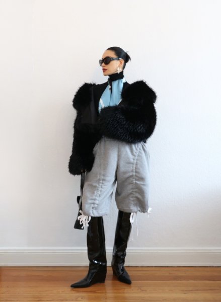 画像11: 【30%OFF】［STAND STUDIO］Samara Faux Fox-Fur Jacket エコフォックスファージャケット - Black (11)
