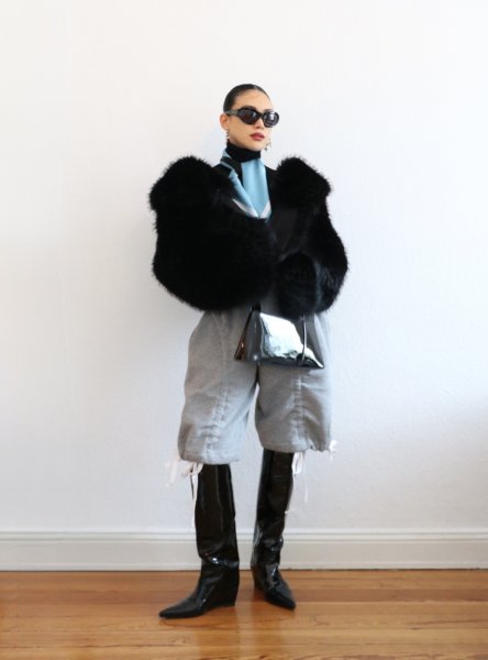 画像10: 【30%OFF】［STAND STUDIO］Samara Faux Fox-Fur Jacket エコフォックスファージャケット - Black (10)