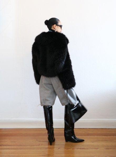 画像14: 【30%OFF】［STAND STUDIO］Samara Faux Fox-Fur Jacket エコフォックスファージャケット - Black (14)