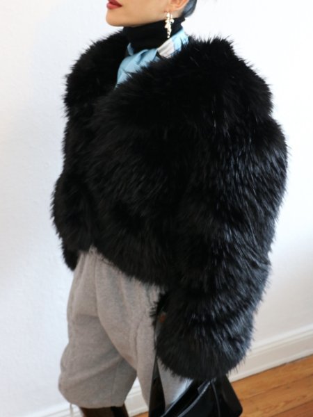 画像16: 【30%OFF】［STAND STUDIO］Samara Faux Fox-Fur Jacket エコフォックスファージャケット - Black (16)
