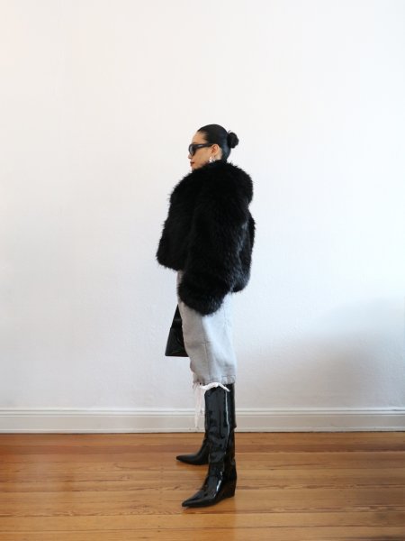 画像13: 【30%OFF】［STAND STUDIO］Samara Faux Fox-Fur Jacket エコフォックスファージャケット - Black (13)