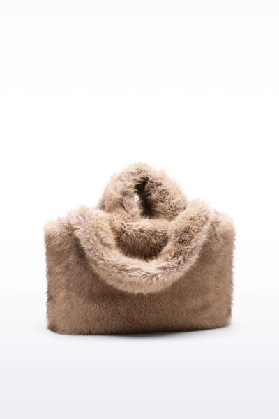 画像2: ［STAND STUDIO］ Livi Faux Fur Tote  ショルダーストラップ付きエコファートートバッグ - Natural (2)