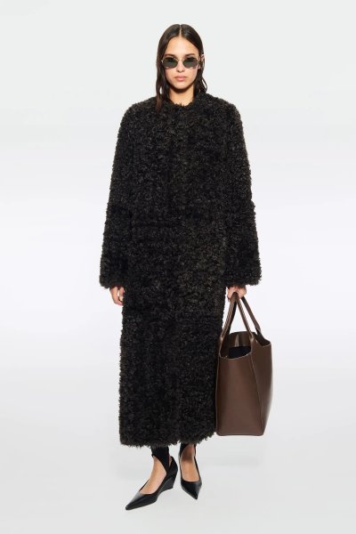 画像2: ［STAND STUDIO］Renata Curly Faux Fur Coat  カーリーエコファーコート - Dark Chocolate  (2)