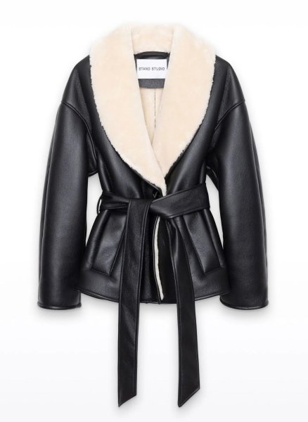 画像1: ［STAND STUDIO］ Kathini Jacket フェイクシアリングジャケット - Black/Off White (1)