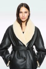 画像2: ［STAND STUDIO］ Kathini Jacket フェイクシアリングジャケット - Black/Off White (2)