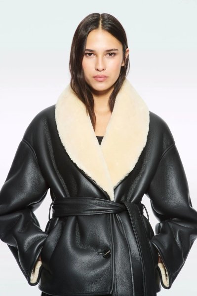 画像5: ［STAND STUDIO］ Kathini Jacket フェイクシアリングジャケット - Black/Off White (5)