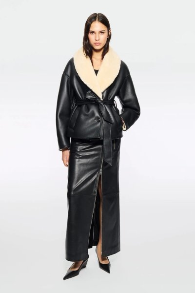 画像6: ［STAND STUDIO］ Kathini Jacket フェイクシアリングジャケット - Black/Off White (6)