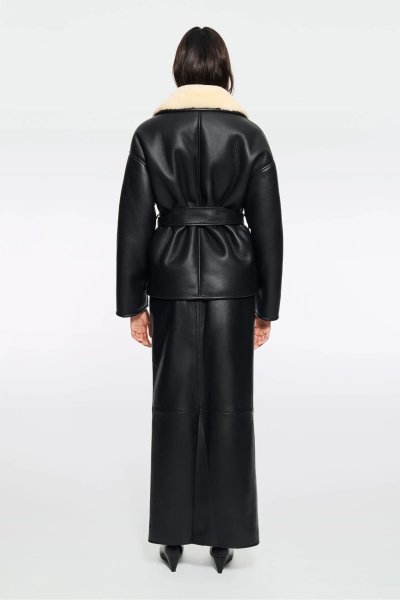 画像8: ［STAND STUDIO］ Kathini Jacket フェイクシアリングジャケット - Black/Off White (8)