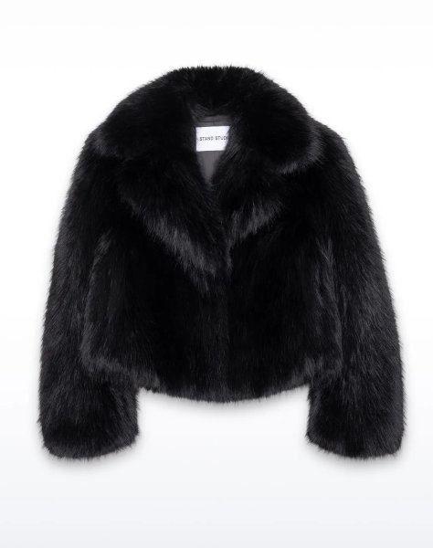 画像1: ［STAND STUDIO］Samara Faux Fox-Fur Jacket エコフォックスファージャケット - Black (1)