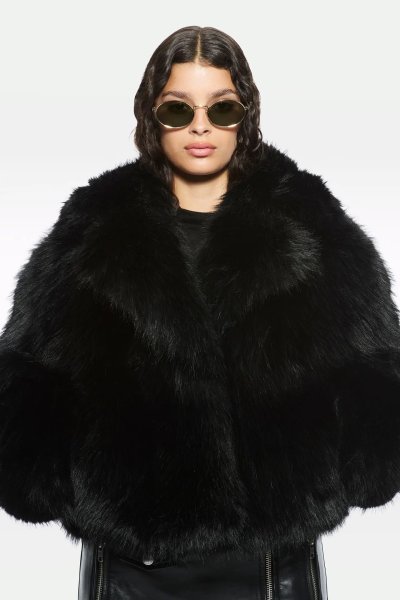 画像4: ［STAND STUDIO］Samara Faux Fox-Fur Jacket エコフォックスファージャケット - Black (4)