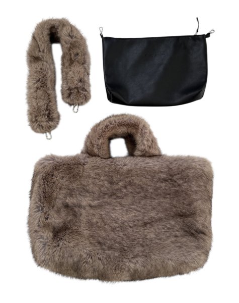 画像9: ［STAND STUDIO］ Livi Faux Fur Tote  ショルダーストラップ付きエコファートートバッグ - Natural (9)