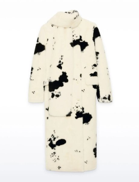 画像6: ［STAND STUDIO］Palmer Faux Cow Fur Coat カウハイド エコファーコート - Off White/Black (6)