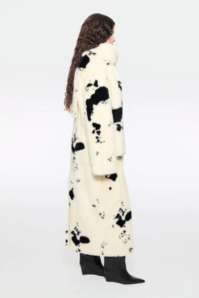 画像3: ［STAND STUDIO］Palmer Faux Cow Fur Coat カウハイド エコファーコート - Off White/Black (3)