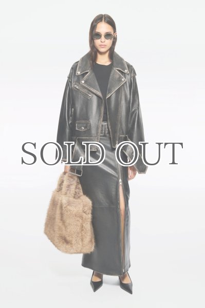 画像3: ［STAND STUDIO］Isobelle Biker Leather Jacket バイカーレザージャケット - Worn Black (3)