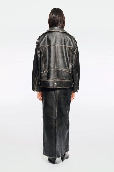 画像5: 【Pre-Order】［STAND STUDIO］Isobelle Biker Leather Jacket バイカーレザージャケット - Worn Black (5)