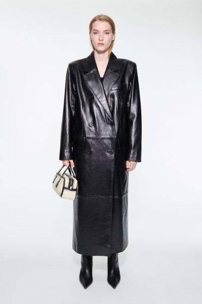 画像3: ［STAND STUDIO］Selene Leather Coat ラムレザーロングコート - Black (3)