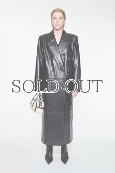 画像3: ［STAND STUDIO］Selene Leather Coat ラムレザーロングコート - Black (3)
