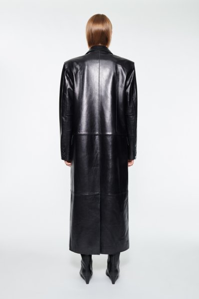 画像5: ［STAND STUDIO］Selene Leather Coat ラムレザーロングコート - Black (5)