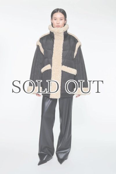 画像6: STAND STUDIO - Dorothy Coat  ボアトリムダウンコート- Black/Natural (6)