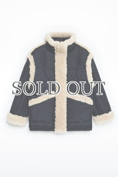 画像2: STAND STUDIO - Dorothy Coat  ボアトリムダウンコート- Black/Natural (2)