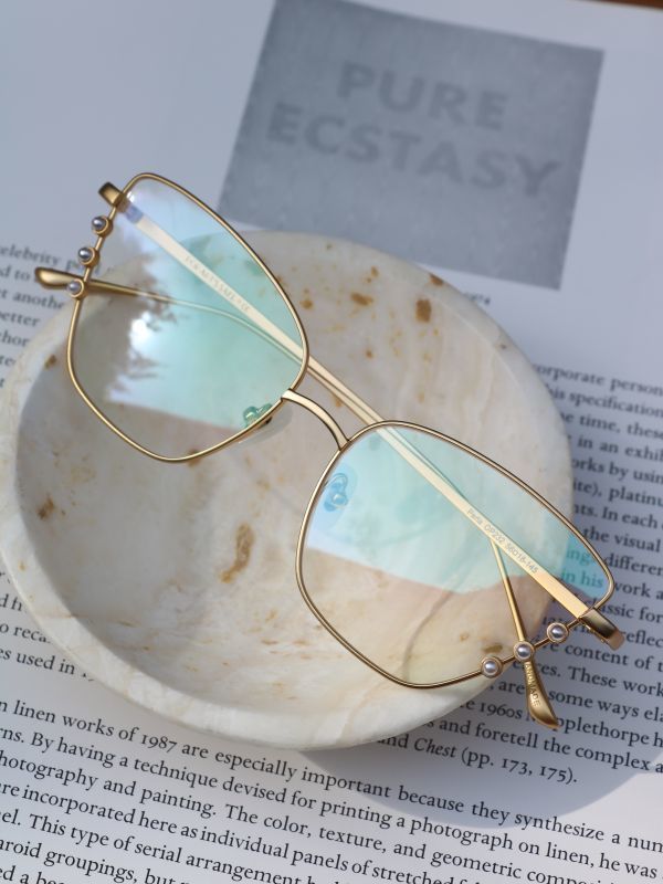 For Art S Sake Perla パール付きキャットアイメガネ Gold Bzar