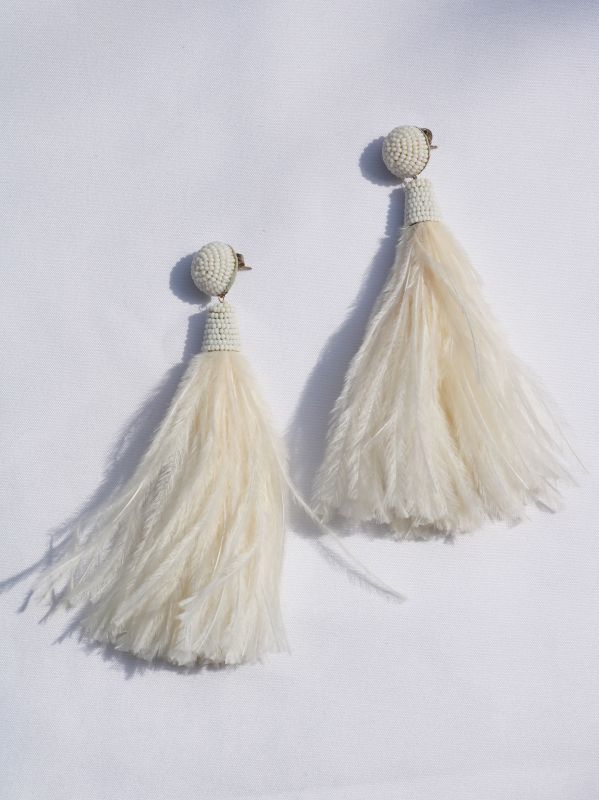 ☆40%OFF☆【SUZANNA DAI】Feather Tassel Earring / フェザータッセル