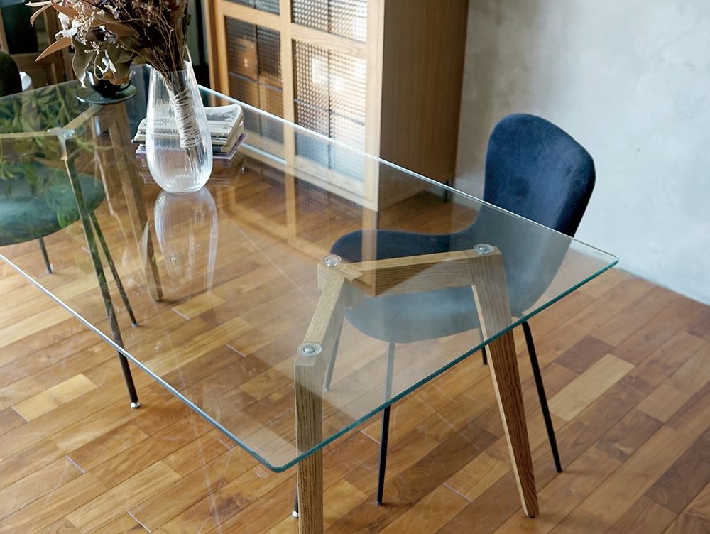 Glass Dining Table／ガラス天板ダイニングテーブル1500 - BZAR