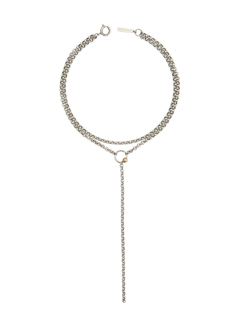 【JUSTINE CLENQUET】SAUL NECKLACE / ロングチョーカーネックレス［SILVER］