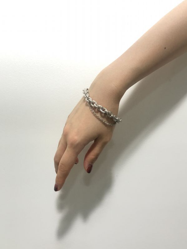 【JUSTINE CLENQUET】LOUISE BRACELET／ダブルシルバーチェーンブレスレット［SILVER］