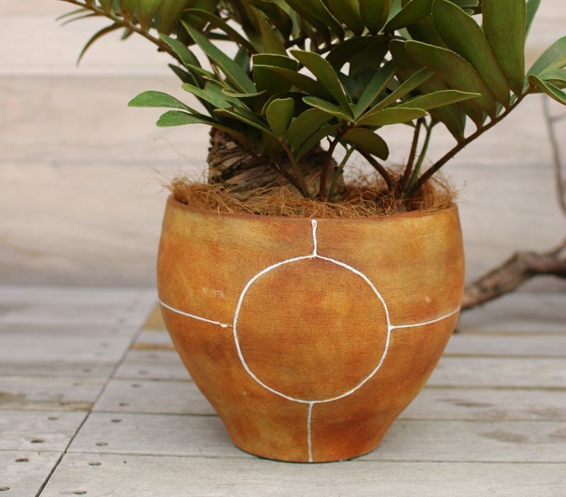 Abstract Pot アブストラクトポット Brown 懸崖4号鉢用 Bzar