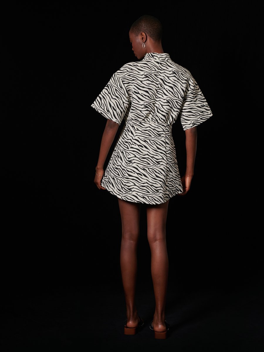 ☆30%OFF☆【GHOSPELL】Grandmaster Mini Dress／ゼブラジャガードミニワンピース[Black x Ivory] -  BZAR