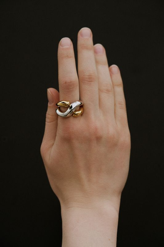 【S_S.IL】Twist Bold Ring Set Of Two ／ツイストボールドリングセット [Silver / Gold]