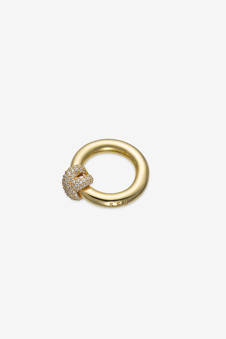 【S_S.IL】Small Cubic Hinged Ring／キュービックヒンジピンキーリング [Gold]
