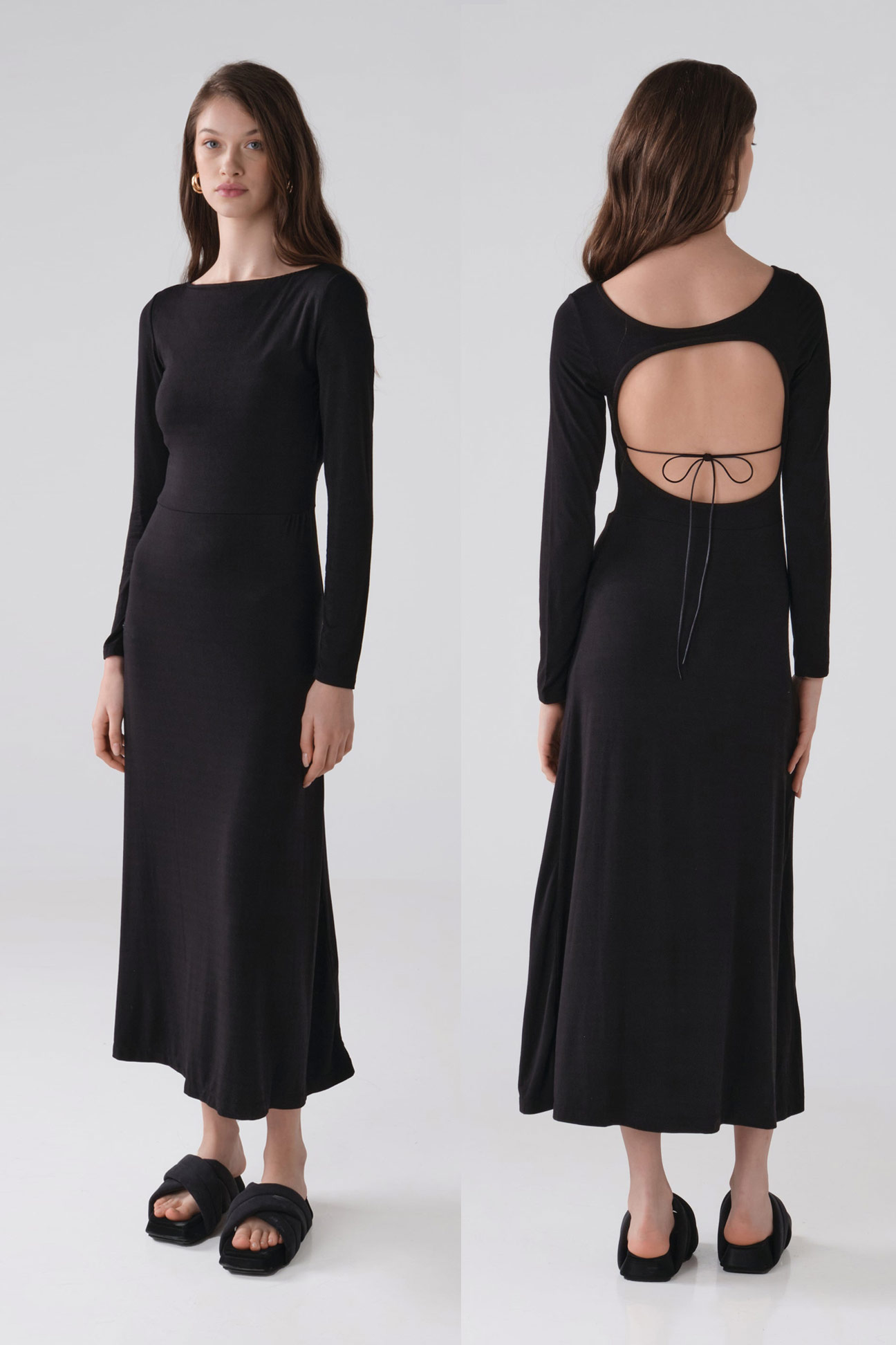 determ;】COLLAGEN OPEN BACK DRESS with CUPS [BLACK]