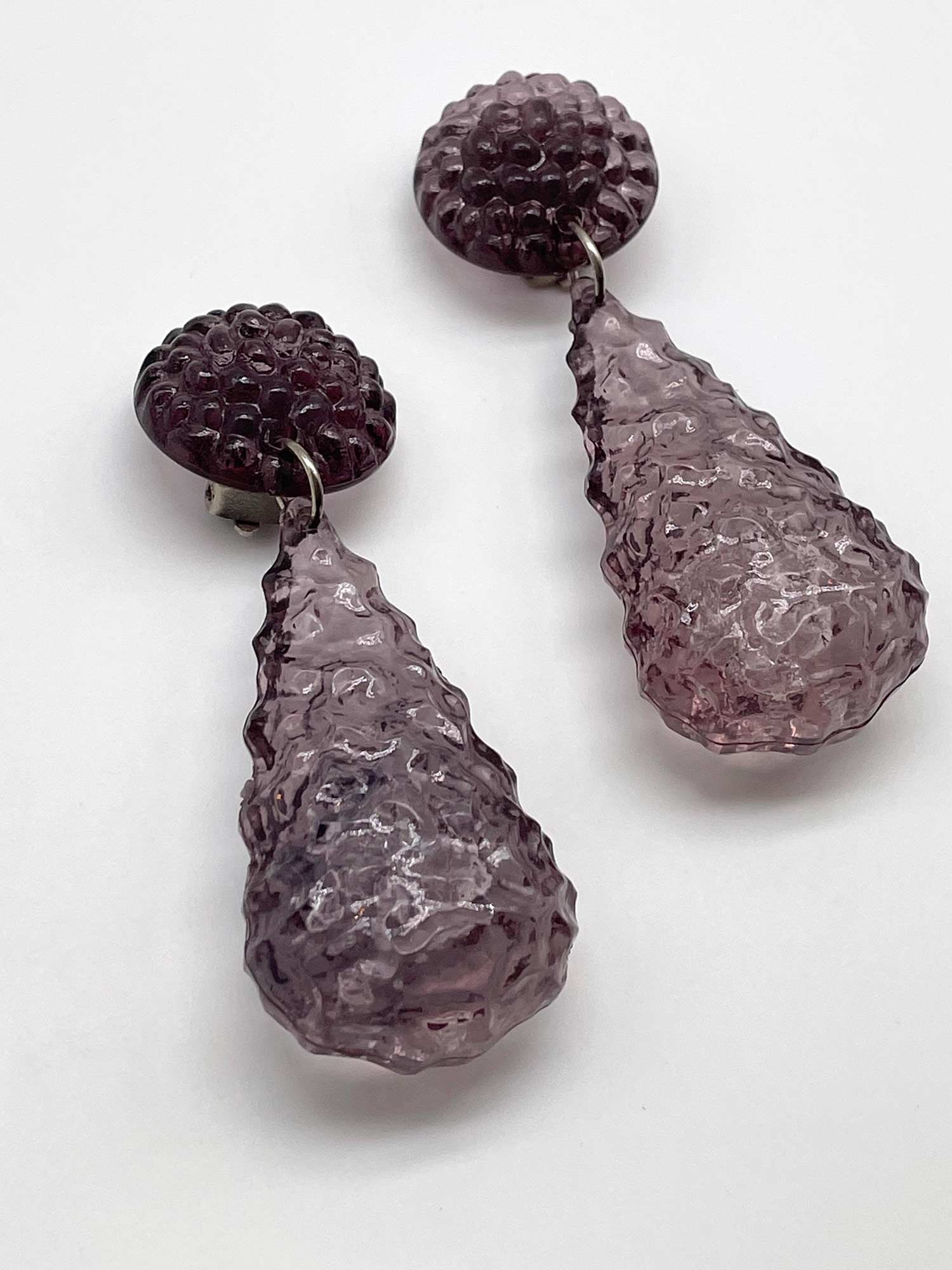 VINTAGE】アクリルドロップ クリップイヤリング [PURPLE]