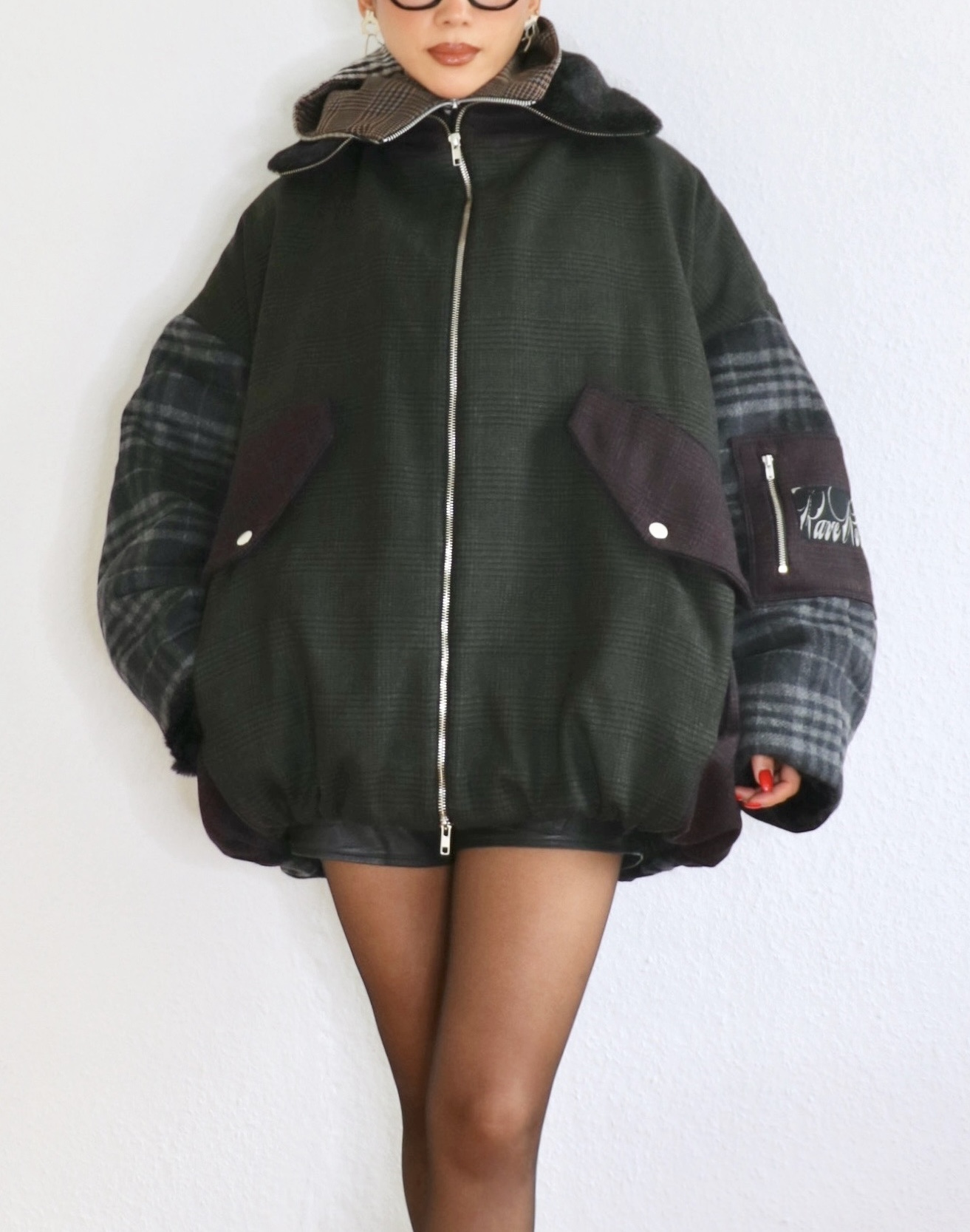 ［RAVE REVIEW］BILLIE BOMBER JACKET - DARK GREEN x GREY CHECK