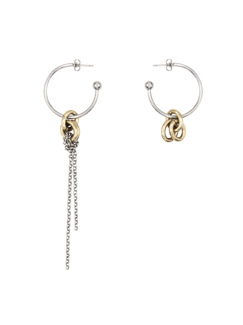 【JUSTINE CLENQUET】GEENA EARRING /アシンメトリーフープピアス［SILVER x GOLD］