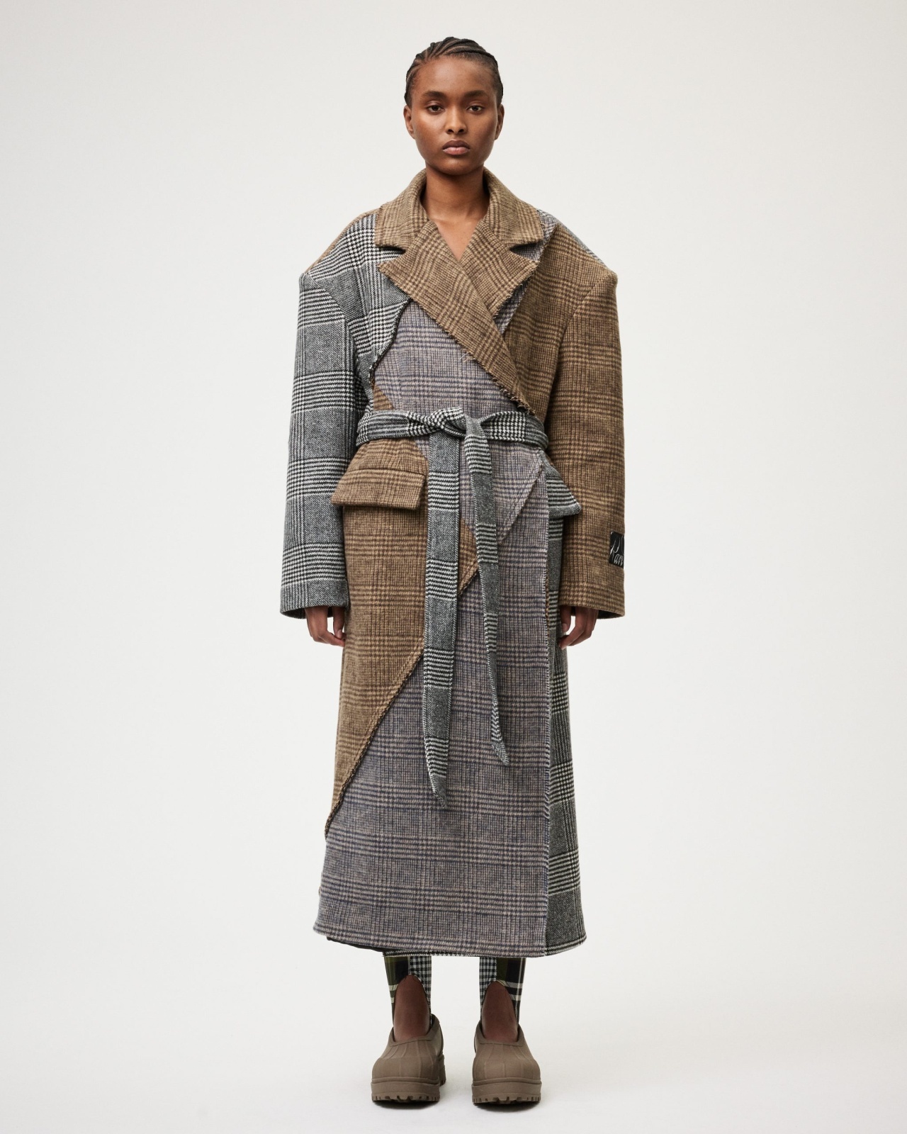 ［RAVE REVIEW］VICKY DOUBLE BREASTED COAT - BROWN x GREY CHECK